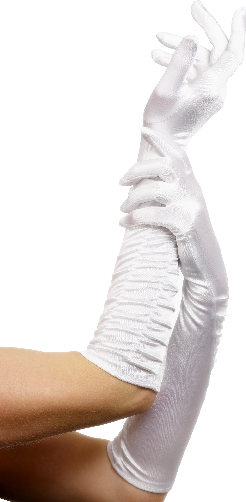 Temptress Long White Gloves Ruched