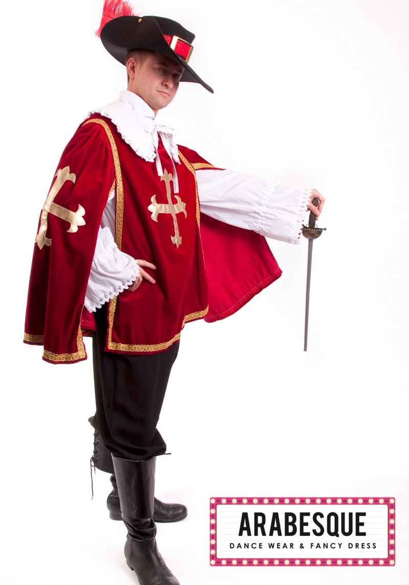 Mens Red Musketeer Hire Costume
