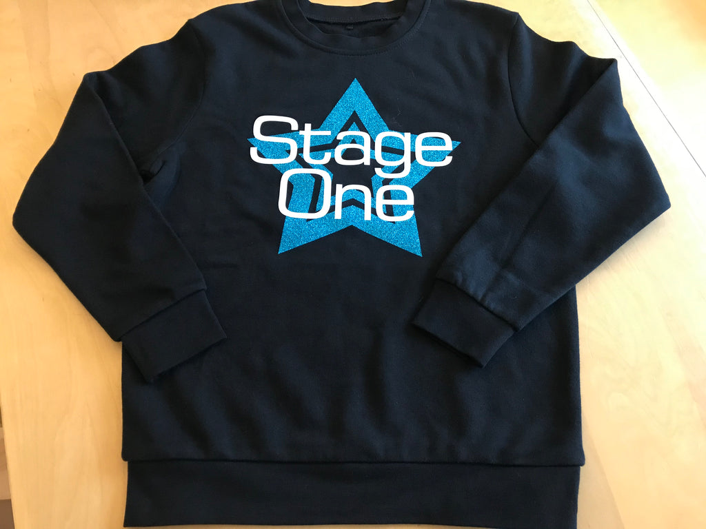 Stage One Beginners to Stage and Theatre School Sweatshirt Blue Star