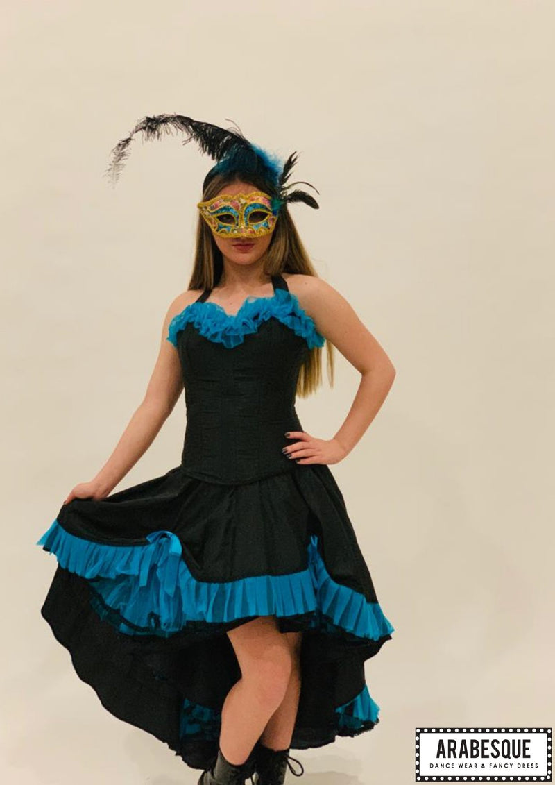 Burlesque | Dancer | Mask | Turquoise | Black | Costume | Hire