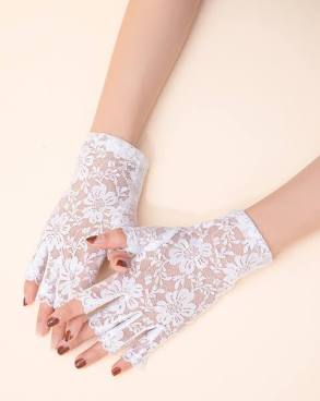 White Fingerless Lace Gloves
