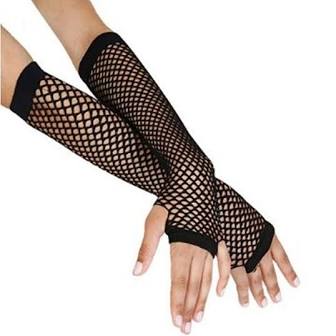 Fishnet Long Black Gloves