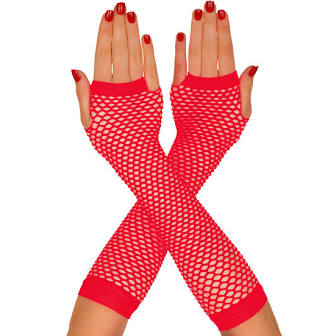 Fishnet Long Red Gloves
